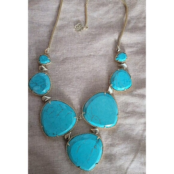KENDRA SCOTT Rebecca Gold Plated Chunky Turquoise Statement Necklace - Picture 6 of 16